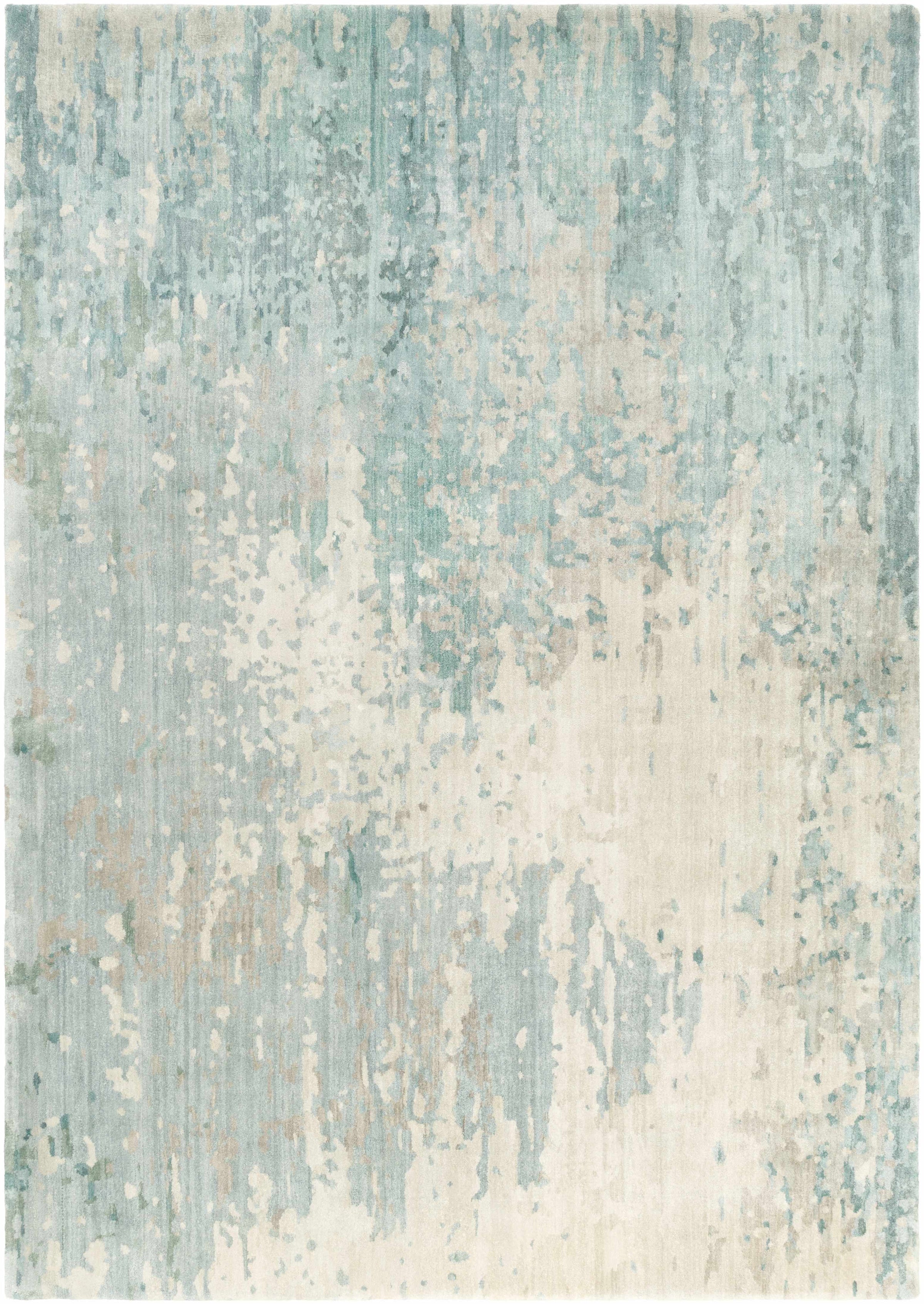 Teal Hand Knotted 100% Wool Modern Rectangle Handmade rug, Indoor use only, no fringe, non-washable.