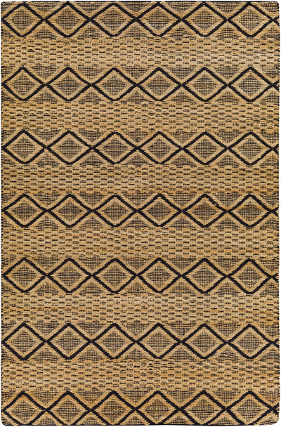 Tan Hand Woven 80% Jute, 20% Cotton Global Rectangle Handmade rug, Indoor use only, no fringe, non-washable. runner also available