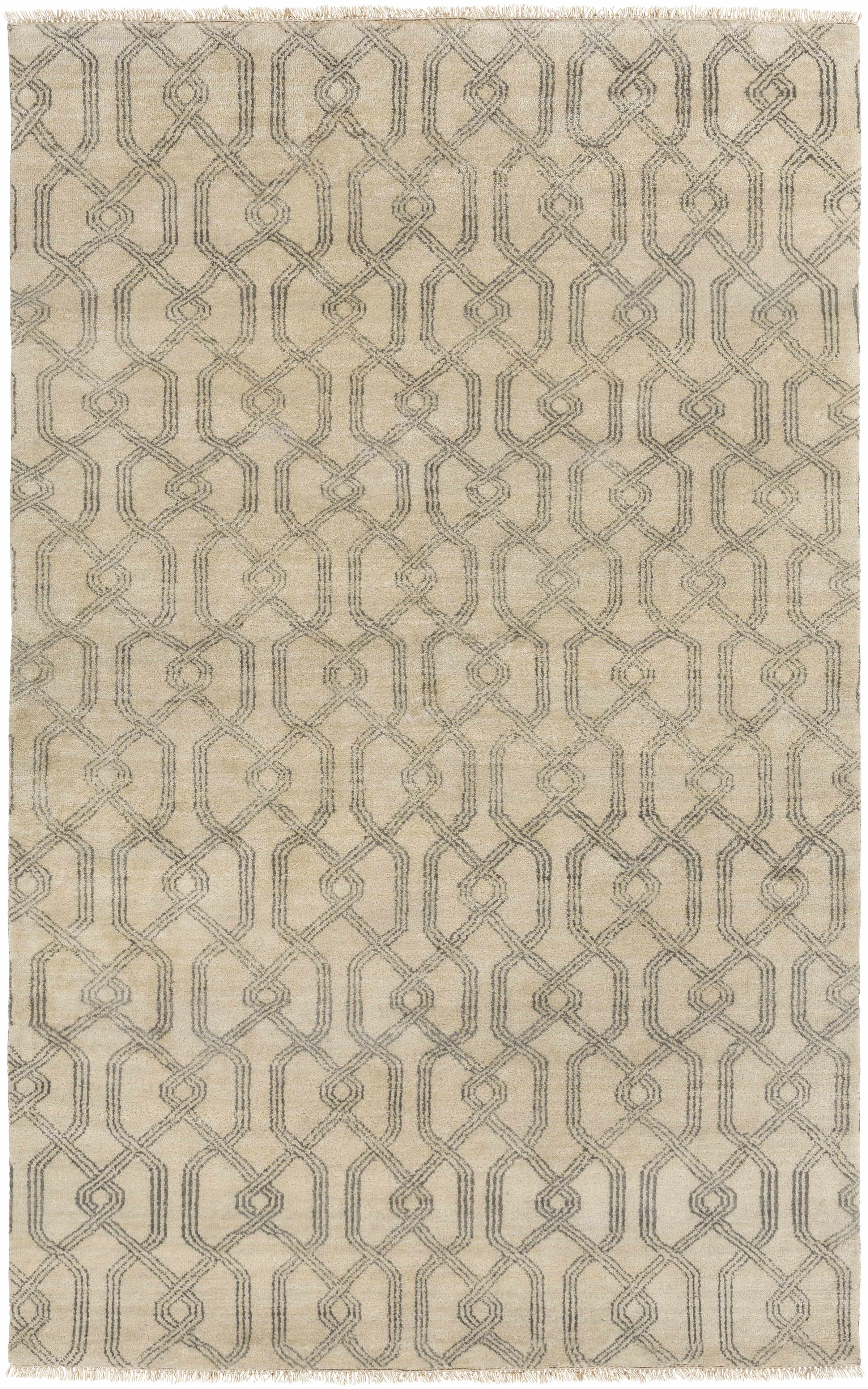 Charcoal Hand Knotted 100% Wool Modern Rectangle Handmade rug, Indoor use only, has fringe, non-washable.