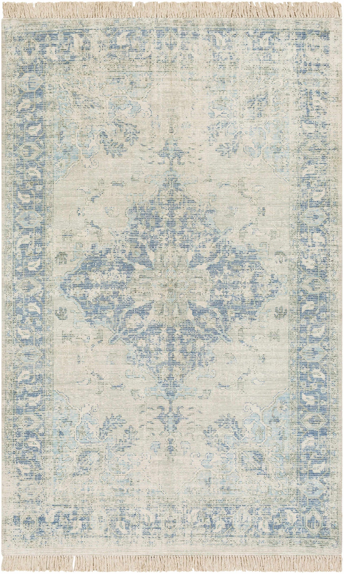 Aqua Hand Woven 70% Cotton, 30% Polyester Traditional Rectangle Handmade rug, Indoor use only, has fringe, non-washable. runner also available