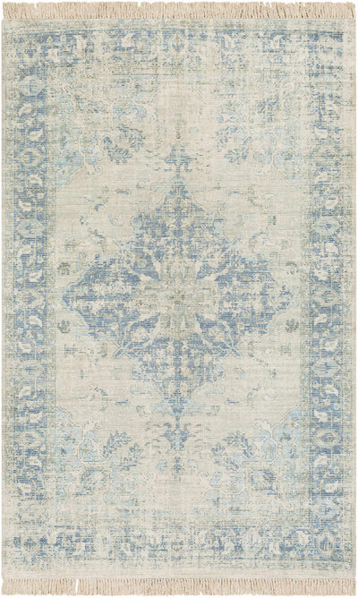 Aqua Hand Woven 70% Cotton, 30% Polyester Traditional Rectangle Handmade rug, Indoor use only, has fringe, non-washable. runner also available