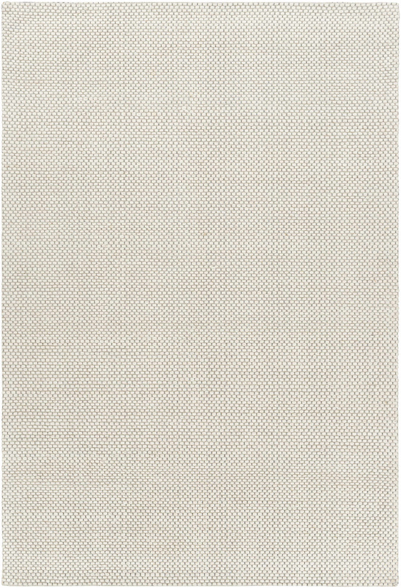 Cream Hand Woven 100% Wool Modern Rectangle Handmade rug, Indoor use only, no fringe, non-washable.