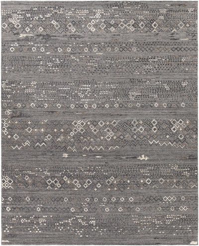 Gray Hand Loomed 70% Viscose, 30% Wool Global Rectangle Handmade rug, Indoor use only, no fringe, non-washable.