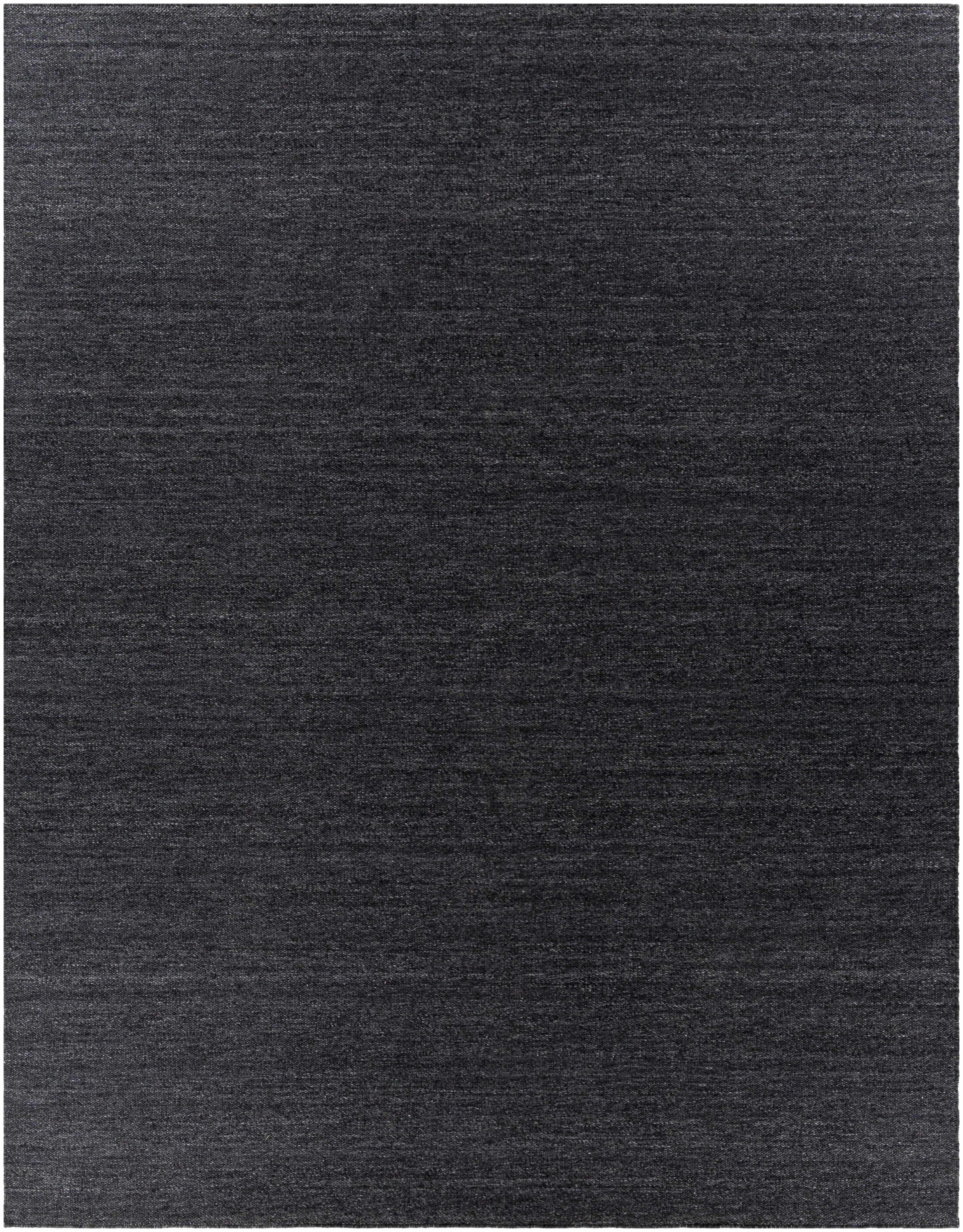 Black Hand Woven 100% Recycled PET Yarn Modern Rectangle Handmade rug, Indoor use only, no fringe, non-washable.