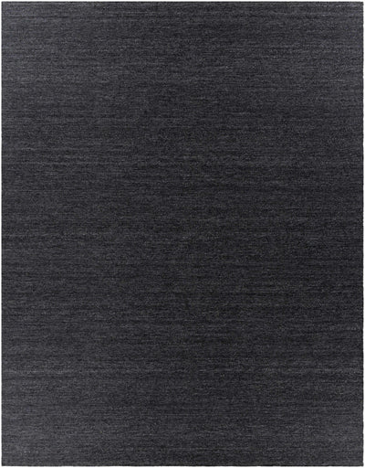 Black Hand Woven 100% Recycled PET Yarn Modern Rectangle Handmade rug, Indoor use only, no fringe, non-washable.