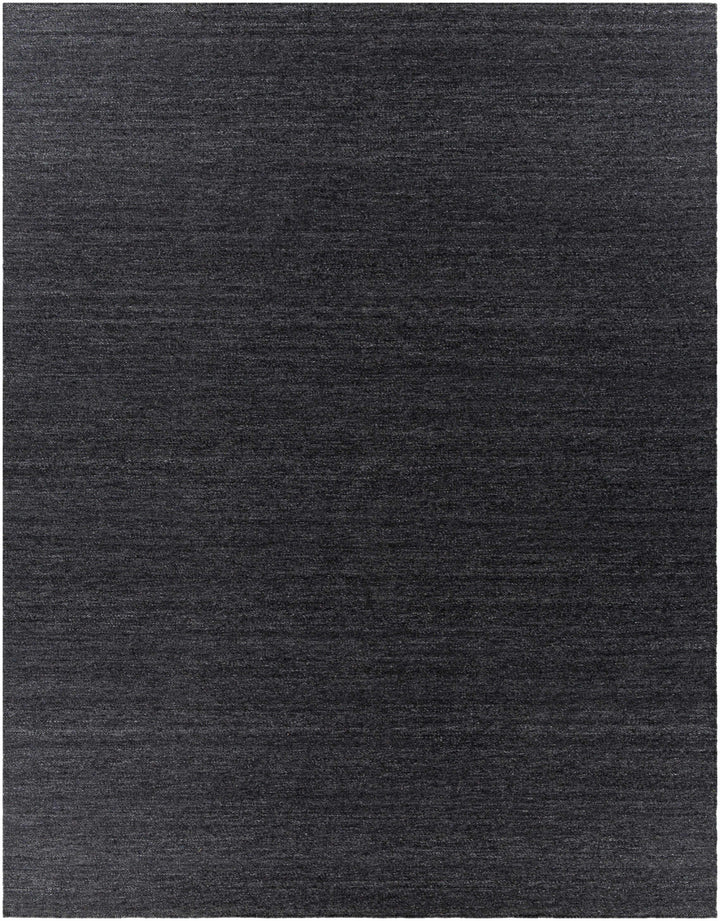 Black Hand Woven 100% Recycled PET Yarn Modern Rectangle Handmade rug, Indoor use only, no fringe, non-washable.