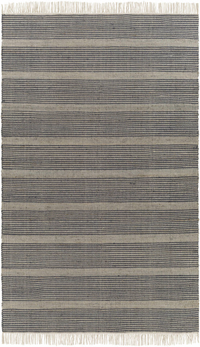 Navy Hand Woven 60% Jute, 40% Wool Cottage Rectangle Handmade rug, Indoor use only, has fringe, non-washable. runner also available