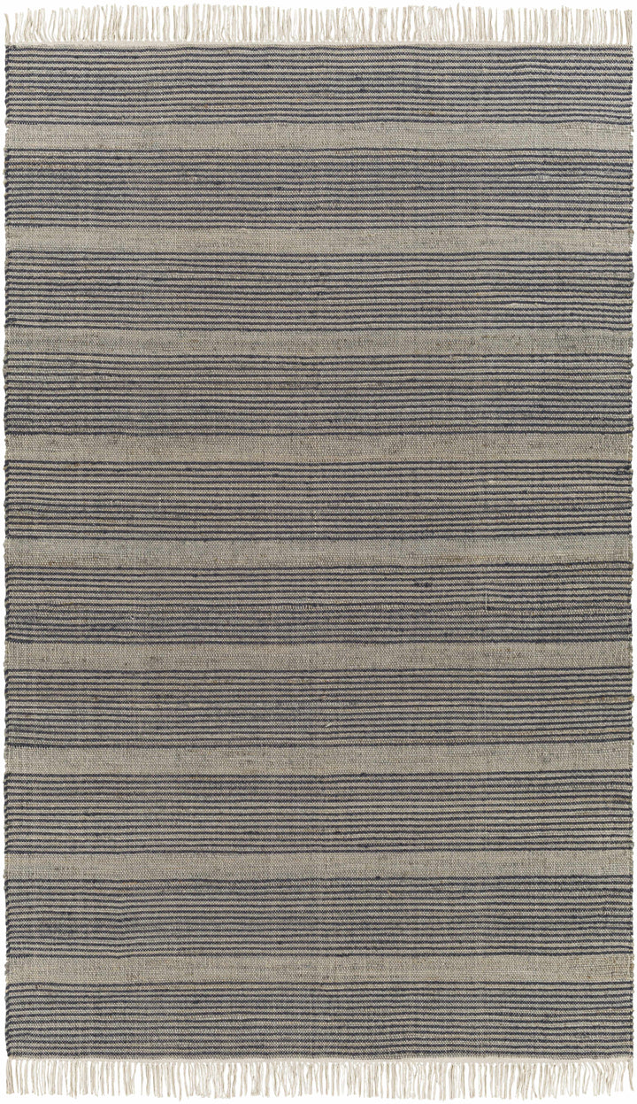 Navy Hand Woven 60% Jute, 40% Wool Cottage Rectangle Handmade rug, Indoor use only, has fringe, non-washable. runner also available