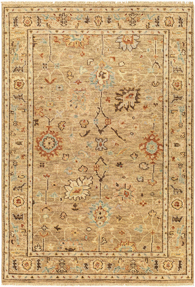 Tan Hand Knotted 100% NZ Wool Traditional Rectangle Handmade rug, Indoor use only, no fringe, non-washable.