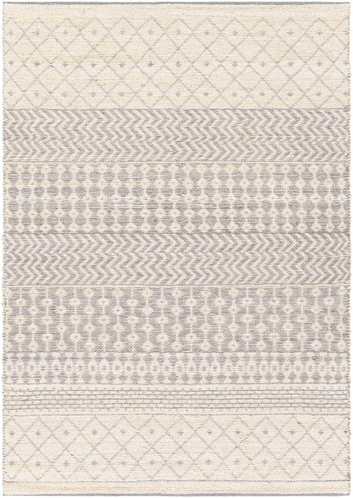 Light Beige Hand Woven 55% Jute, 45% Cotton Global Rectangle Handmade rug, Indoor use only, no fringe, non-washable.
