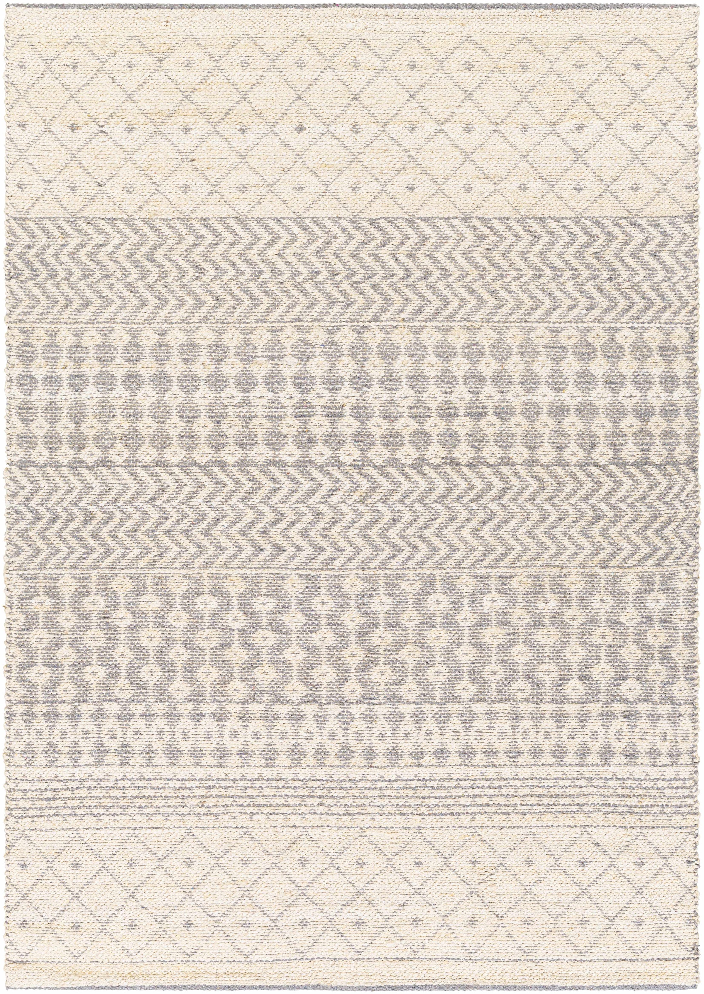 Light Beige Hand Woven 55% Jute, 45% Cotton Global Rectangle Handmade rug, Indoor use only, no fringe, non-washable.
