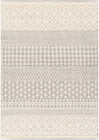 Light Beige Hand Woven 55% Jute, 45% Cotton Global Rectangle Handmade rug, Indoor use only, no fringe, non-washable.