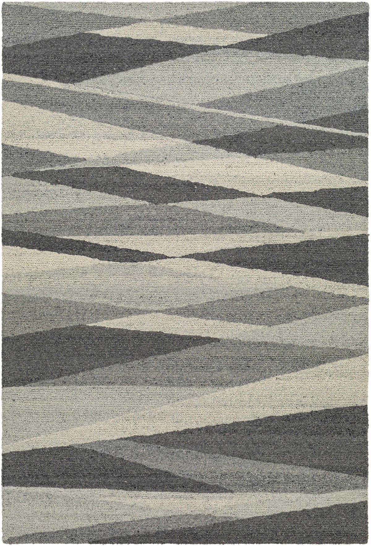 Gray Hand Tufted 100% Wool Modern Rectangle Handmade rug, Indoor use only, no fringe, non-washable.