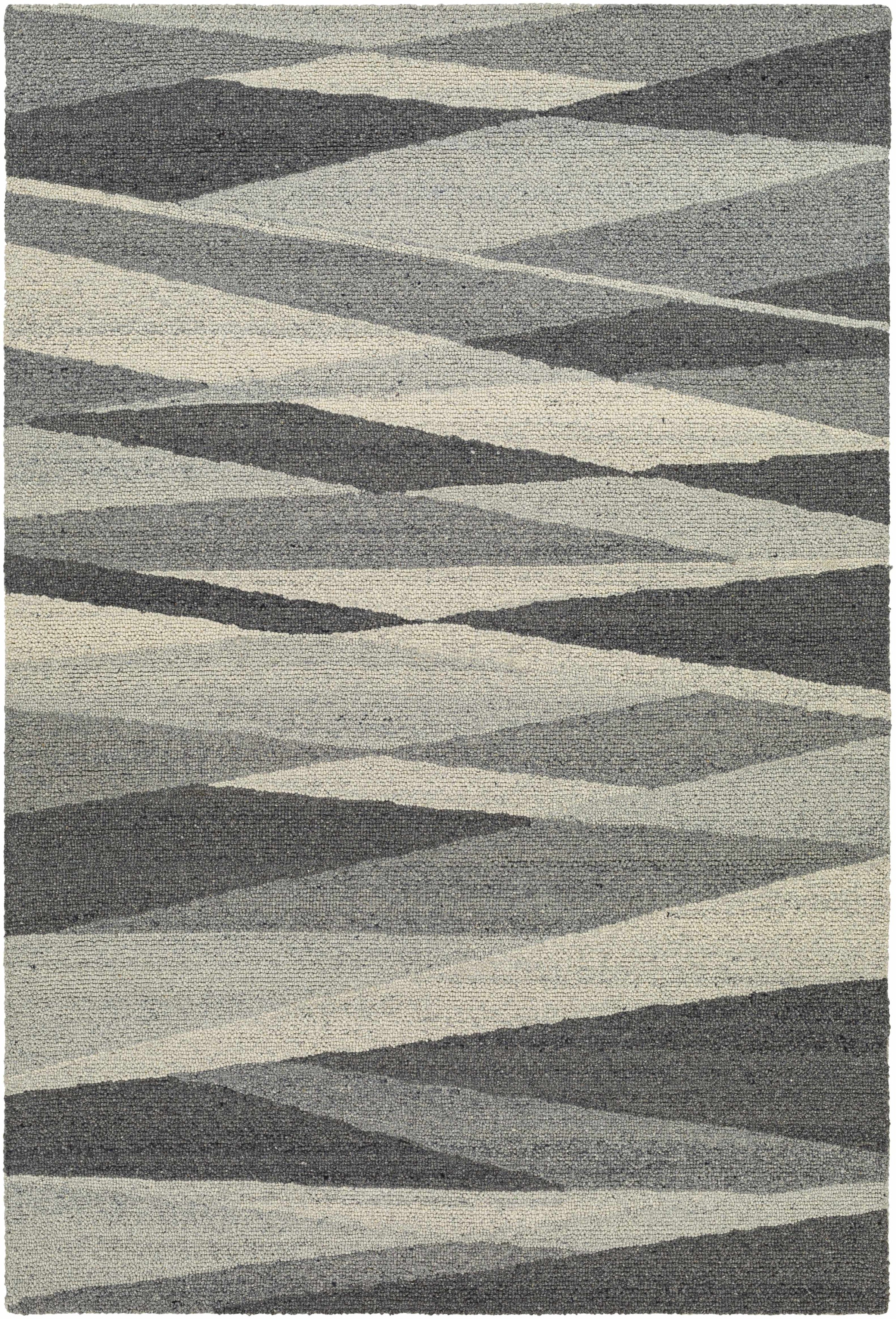 Gray Hand Tufted 100% Wool Modern Rectangle Handmade rug, Indoor use only, no fringe, non-washable.
