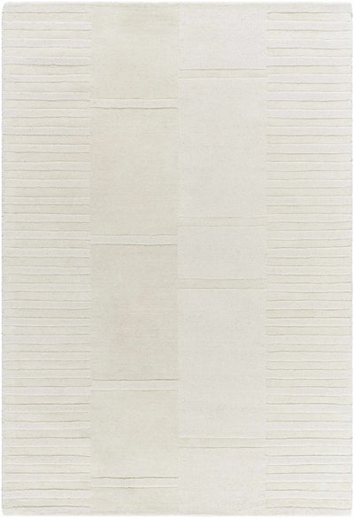 Ivory Hand Loomed 100% Wool Modern Rectangle Handmade rug, Indoor use only, no fringe, non-washable.