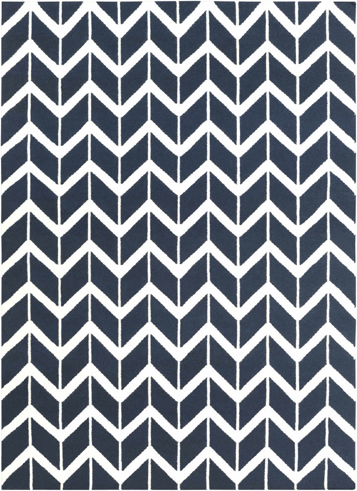 Ink Blue Hand Woven 100% Wool Modern Rectangle Handmade rug, Indoor use only, no fringe, non-washable.
