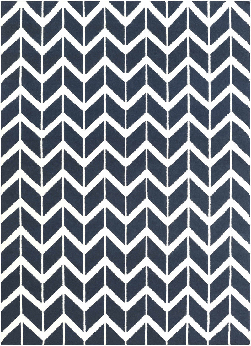 Ink Blue Hand Woven 100% Wool Modern Rectangle Handmade rug, Indoor use only, no fringe, non-washable.