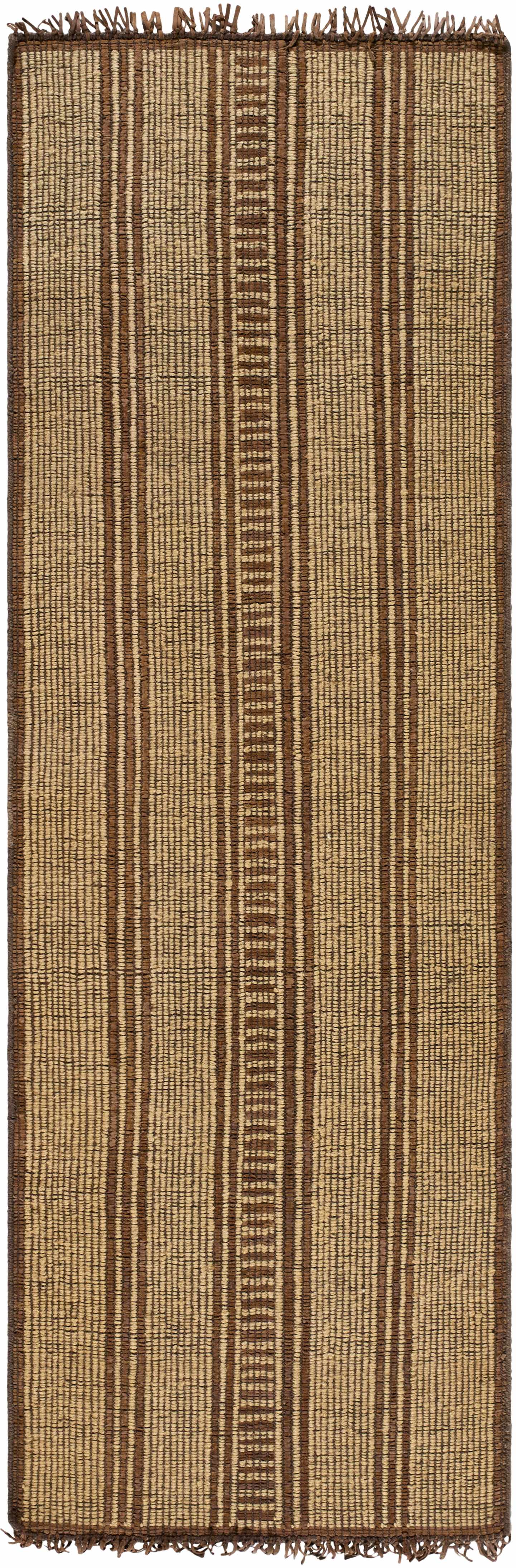 Mustard Hand Woven 70% Jute, 30% Leather Global Rectangle Handmade rug, Indoor use only, has fringe, non-washable. runner also available