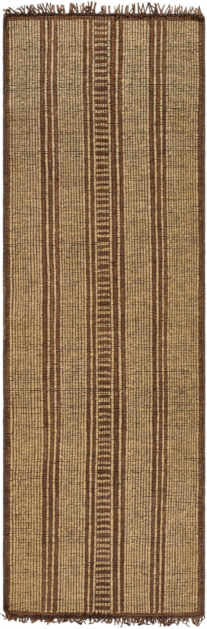 Mustard Hand Woven 70% Jute, 30% Leather Global Rectangle Handmade rug, Indoor use only, has fringe, non-washable. runner also available