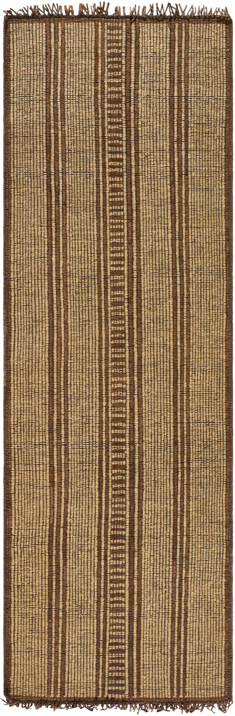 Mustard Hand Woven 70% Jute, 30% Leather Global Rectangle Handmade rug, Indoor use only, has fringe, non-washable. runner also available