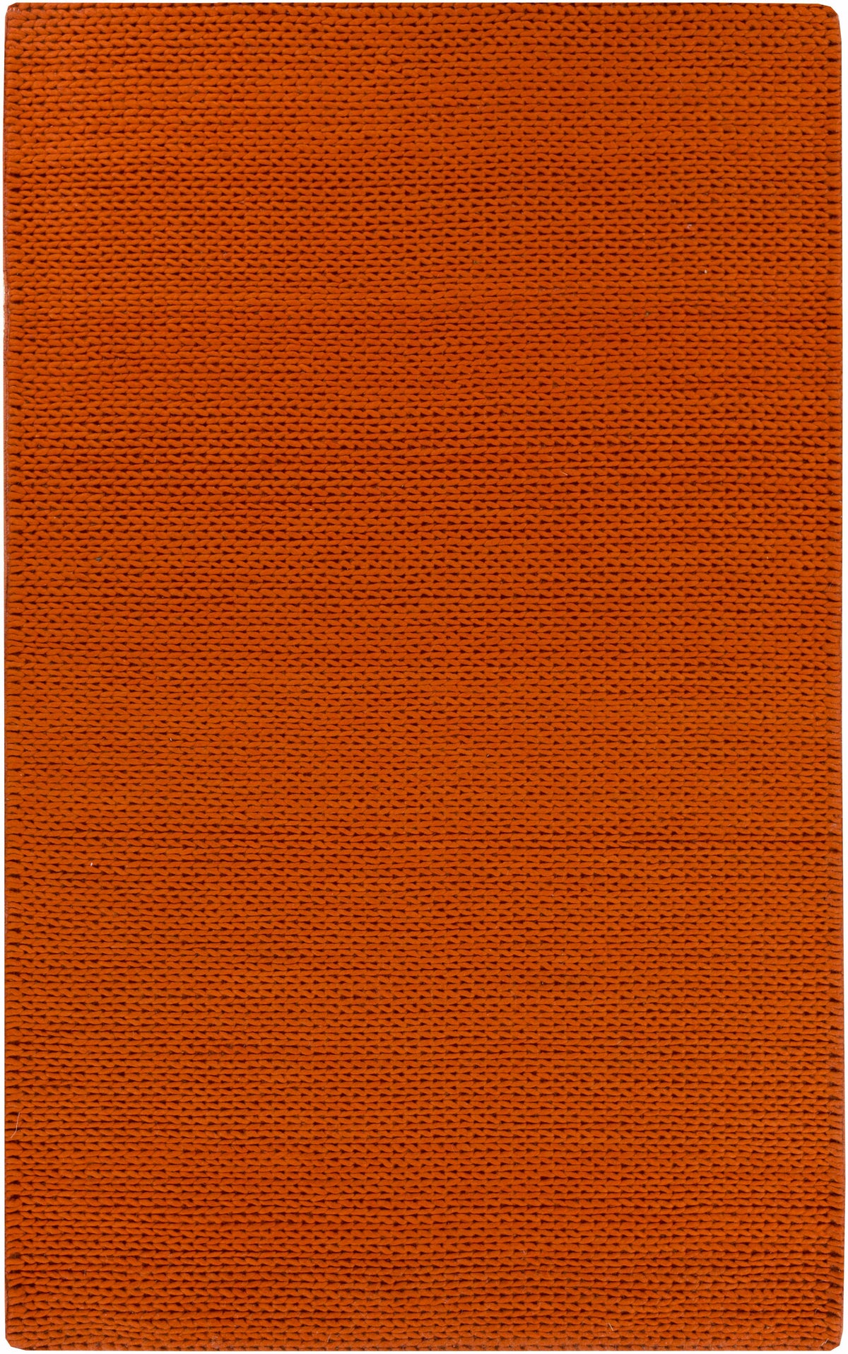 Burnt Orange Hand Woven 100% Wool Cottage Rectangle Handmade rug, Indoor use only, no fringe, non-washable.