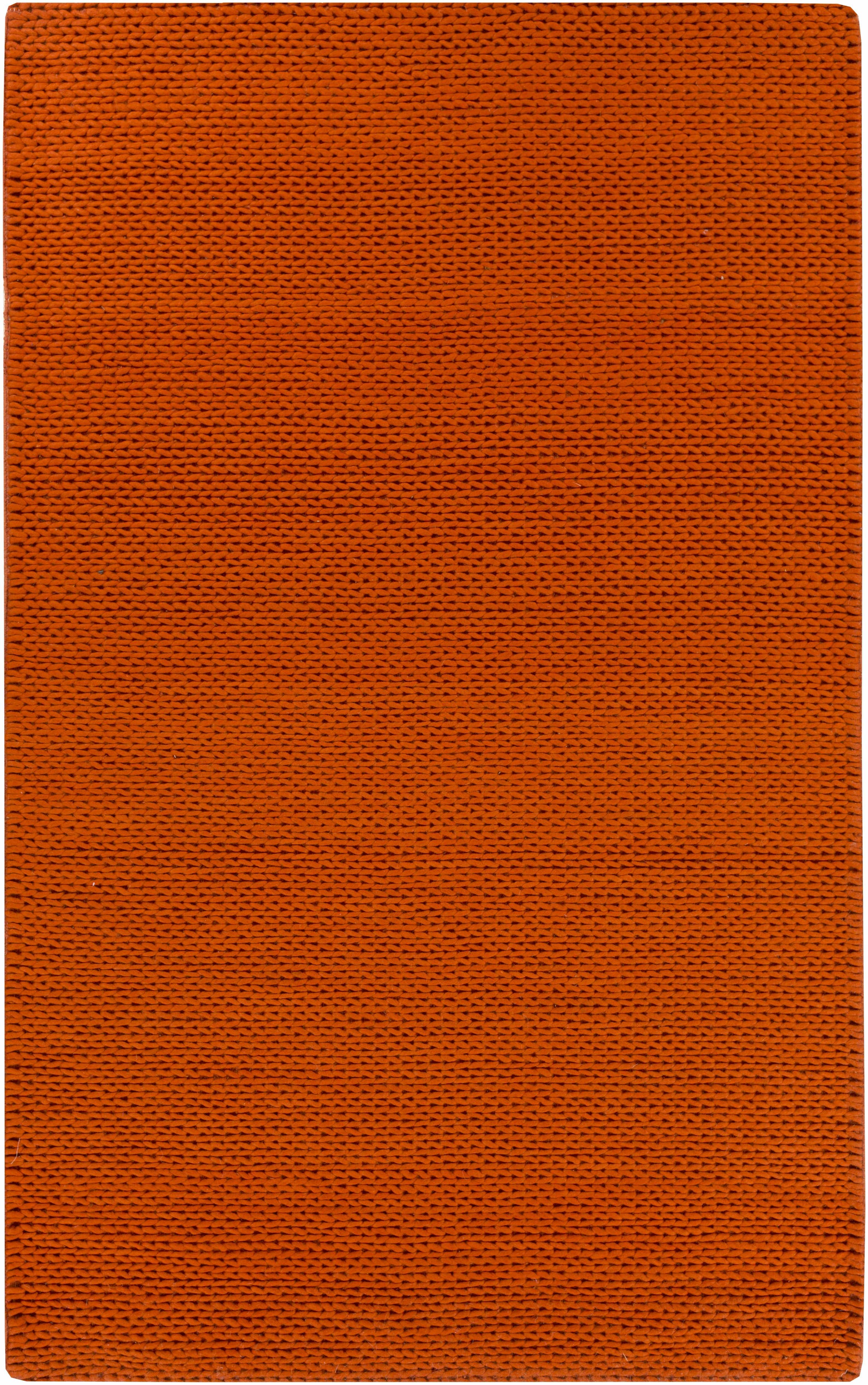 Burnt Orange Hand Woven 100% Wool Cottage Rectangle Handmade rug, Indoor use only, no fringe, non-washable.