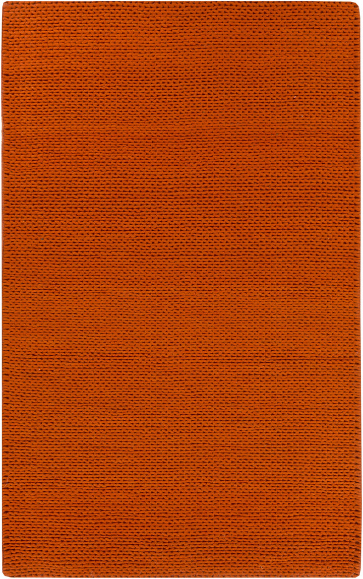 Burnt Orange Hand Woven 100% Wool Cottage Rectangle Handmade rug, Indoor use only, no fringe, non-washable.