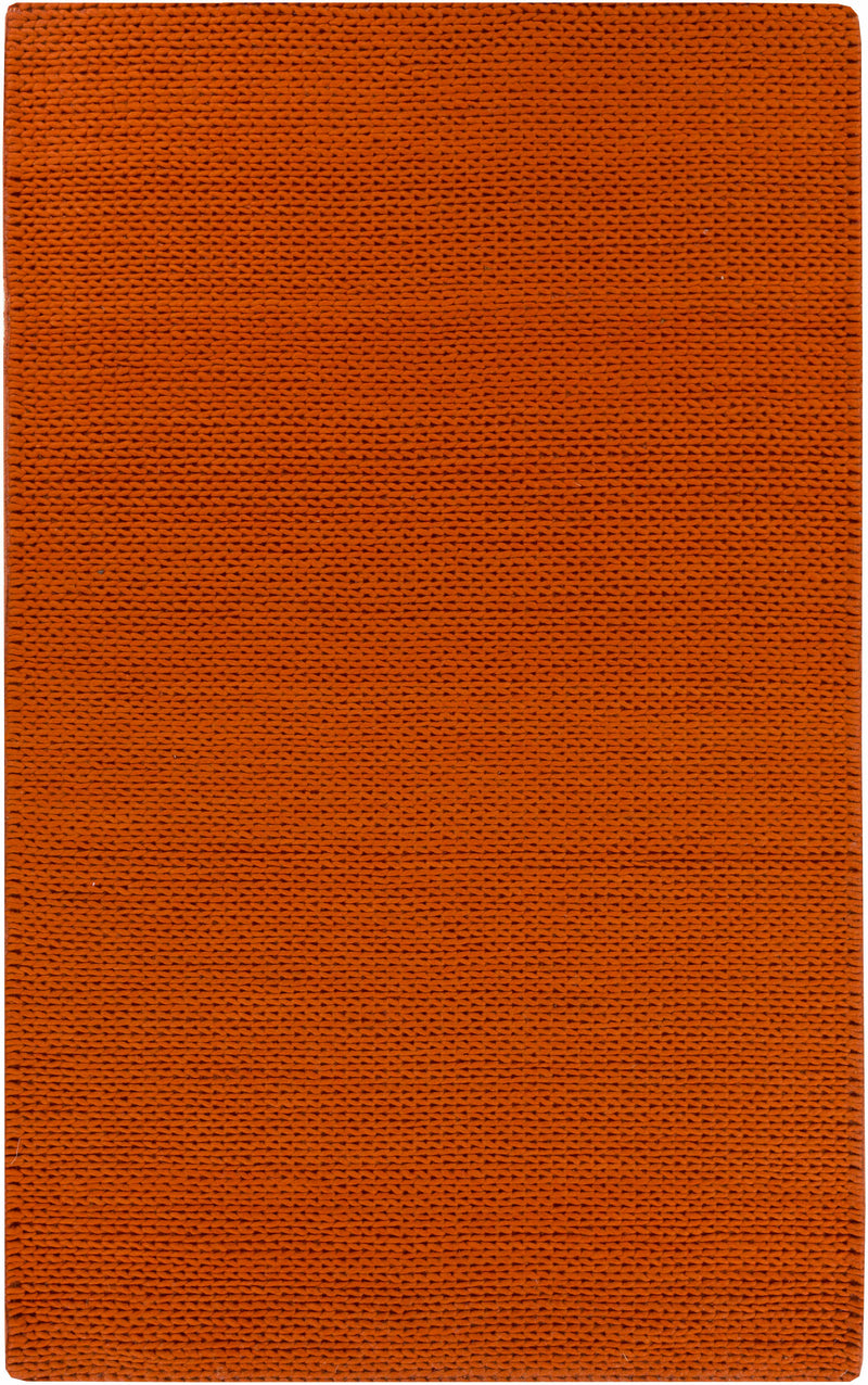 Burnt Orange Hand Woven 100% Wool Cottage Rectangle Handmade rug, Indoor use only, no fringe, non-washable.