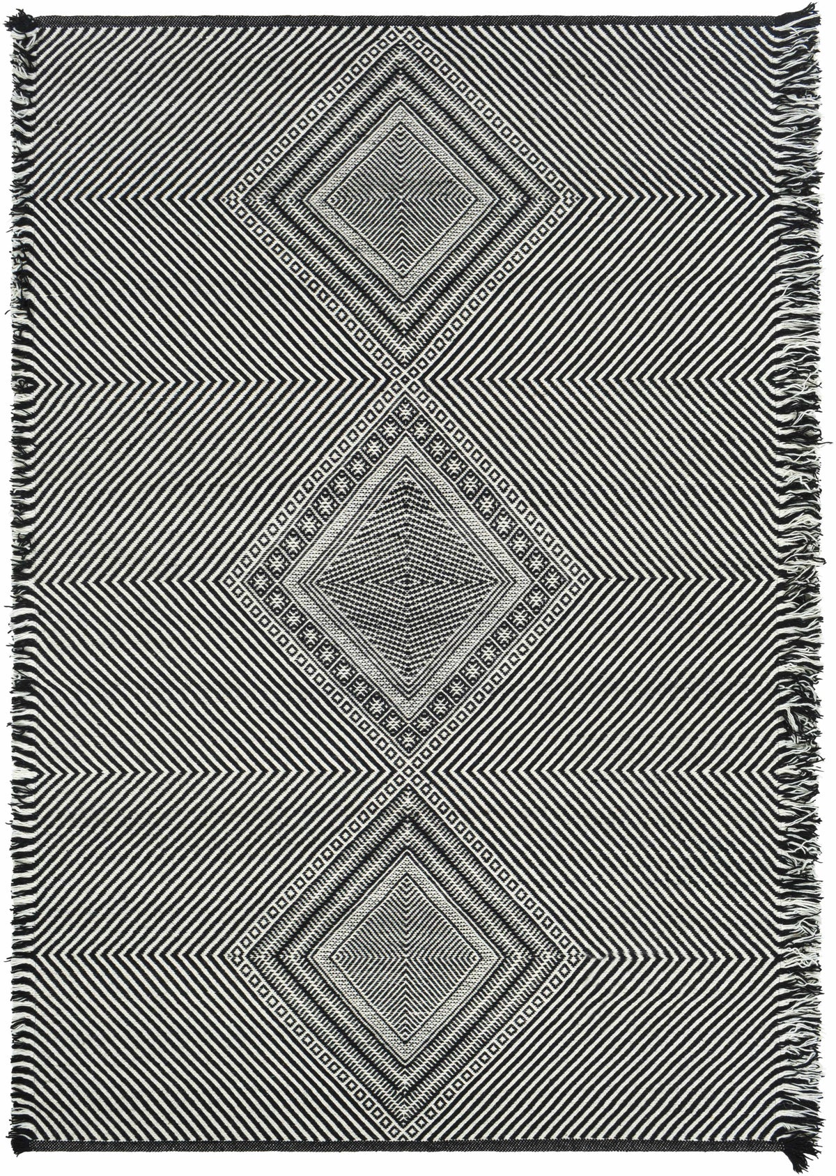 Black Hand Woven 100% Wool Global Rectangle Handmade rug, Indoor use only, has fringe, non-washable. runner also available