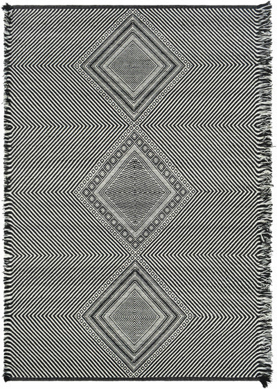 Black Hand Woven 100% Wool Global Rectangle Handmade rug, Indoor use only, has fringe, non-washable. runner also available