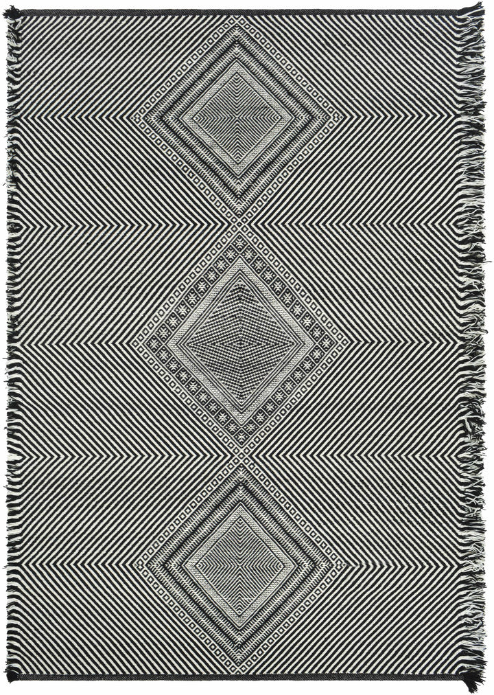Black Hand Woven 100% Wool Global Rectangle Handmade rug, Indoor use only, has fringe, non-washable. runner also available