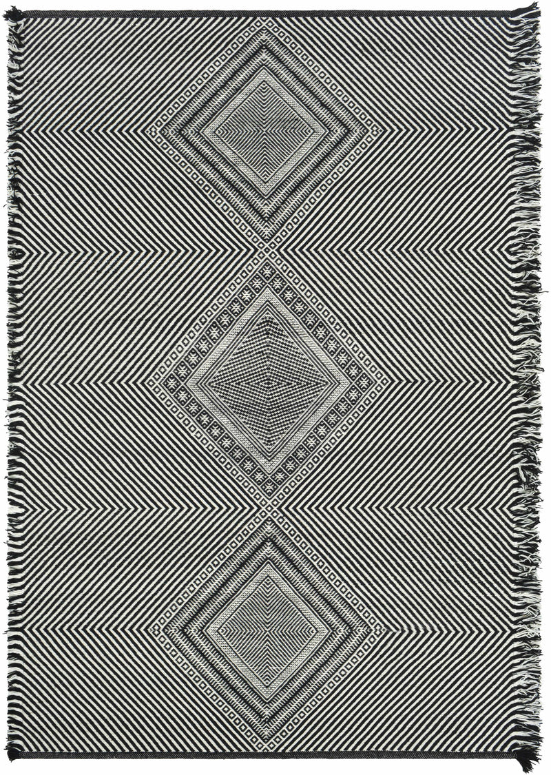 Black Hand Woven 100% Wool Global Rectangle Handmade rug, Indoor use only, has fringe, non-washable. runner also available