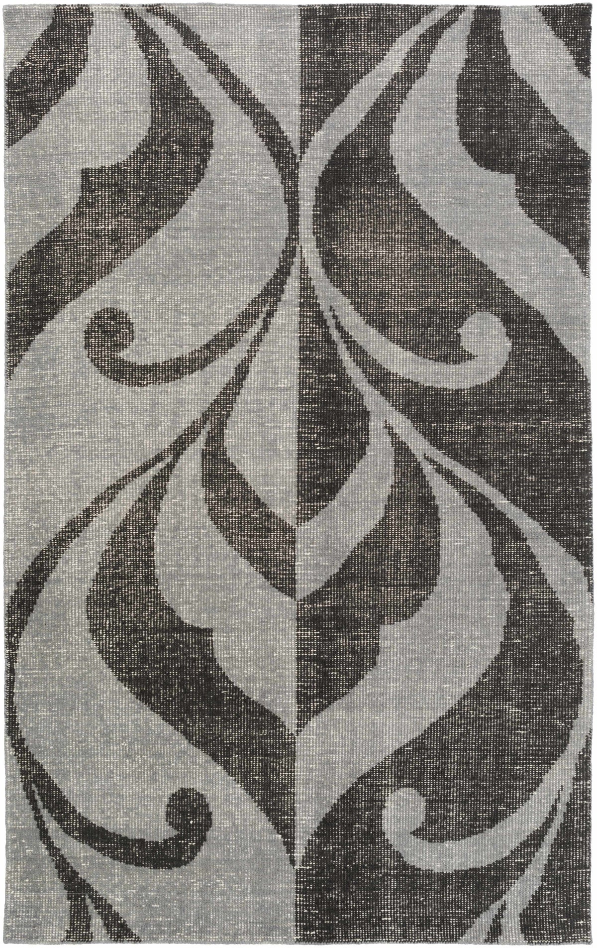Black Hand Knotted 100% Wool Modern Rectangle Handmade rug, Indoor use only, no fringe, non-washable.
