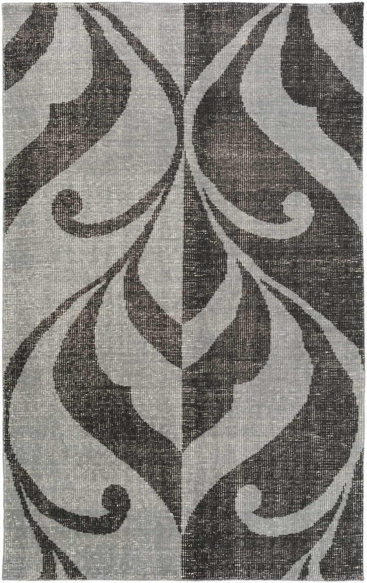 Black Hand Knotted 100% Wool Modern Rectangle Handmade rug, Indoor use only, no fringe, non-washable.