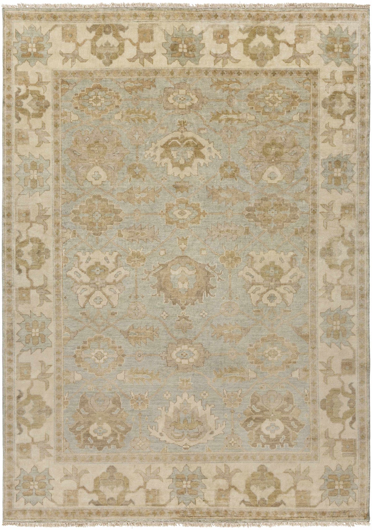 Wheat Hand Knotted 100% NZ Wool Traditional Rectangle Handmade rug, Indoor use only, has fringe, non-washable.