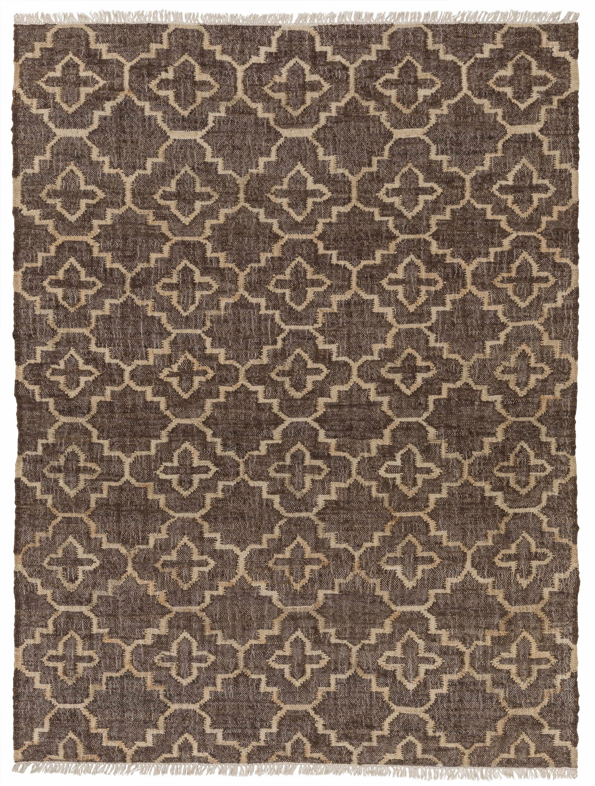 Dark Brown Hand Woven 100% Jute Modern Rectangle Handmade rug, Indoor use only, has fringe, non-washable. runner also available