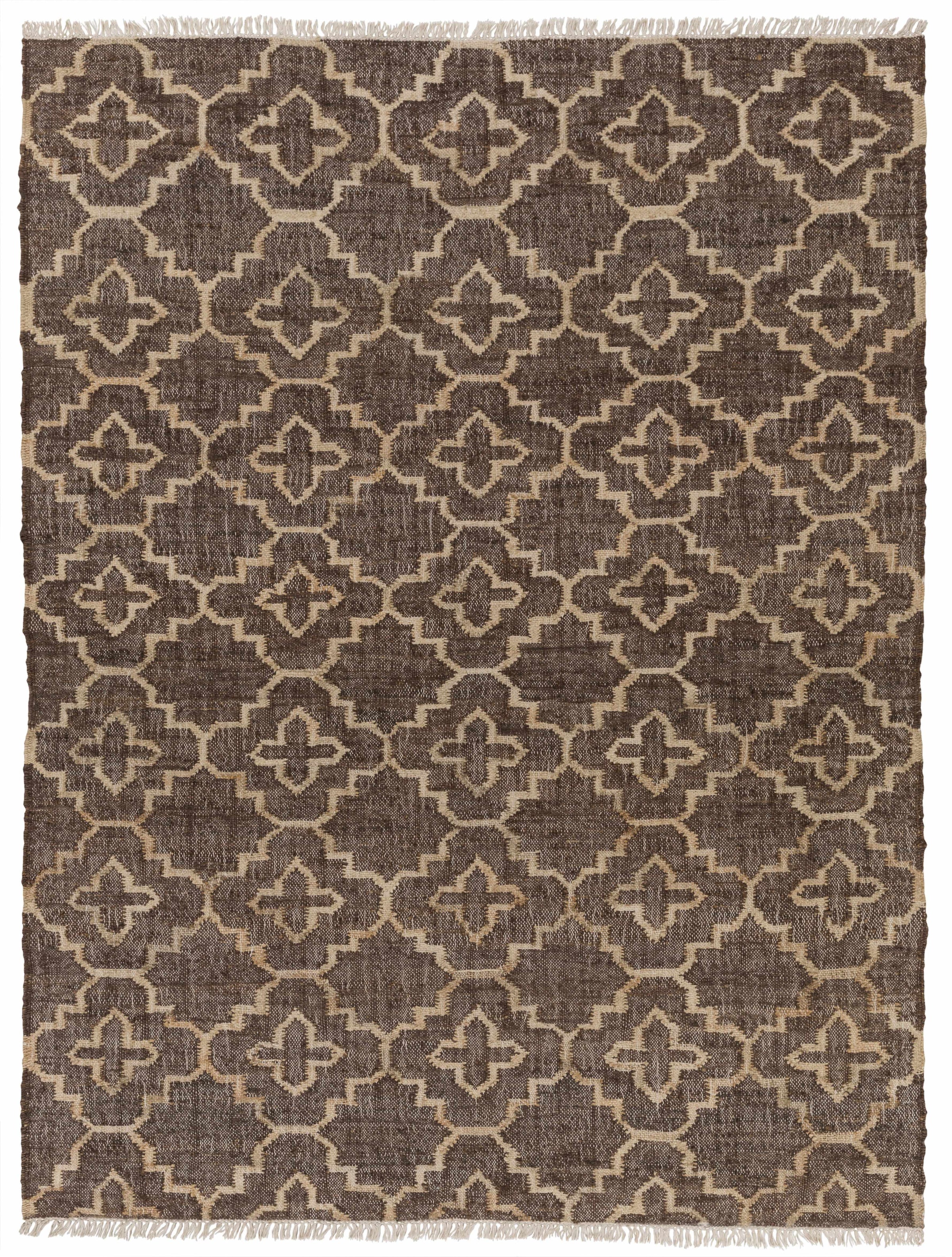 Dark Brown Hand Woven 100% Jute Modern Rectangle Handmade rug, Indoor use only, has fringe, non-washable. runner also available