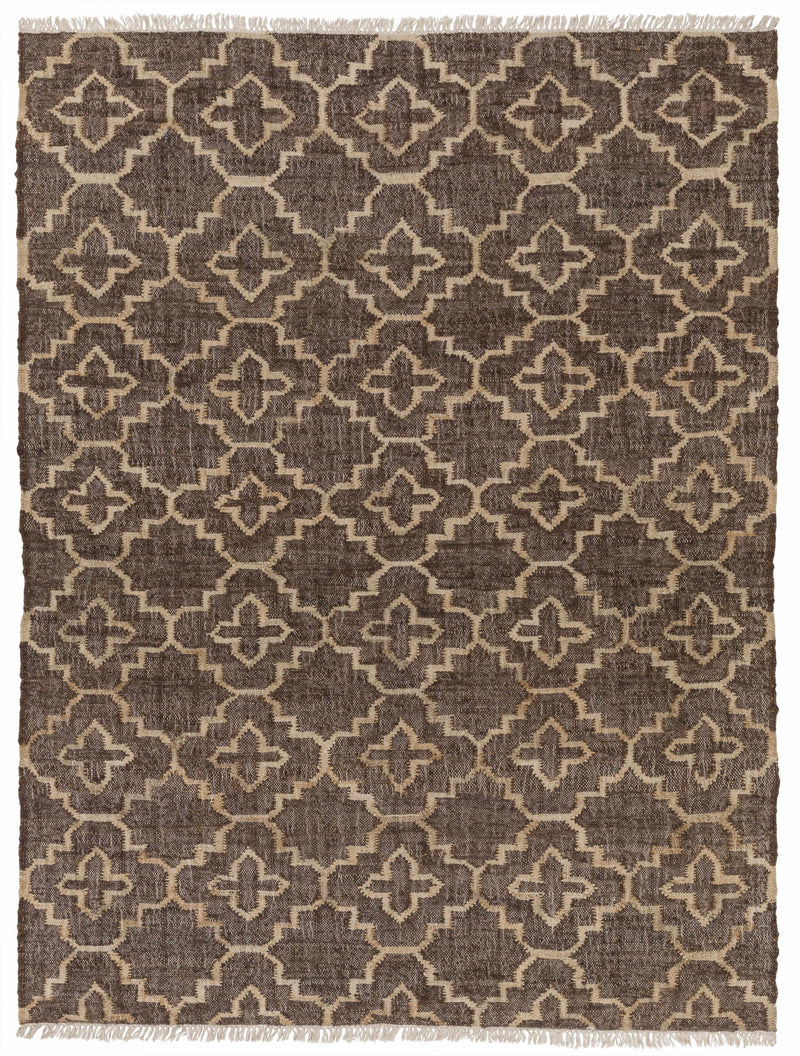Dark Brown Hand Woven 100% Jute Modern Rectangle Handmade rug, Indoor use only, has fringe, non-washable. runner also available