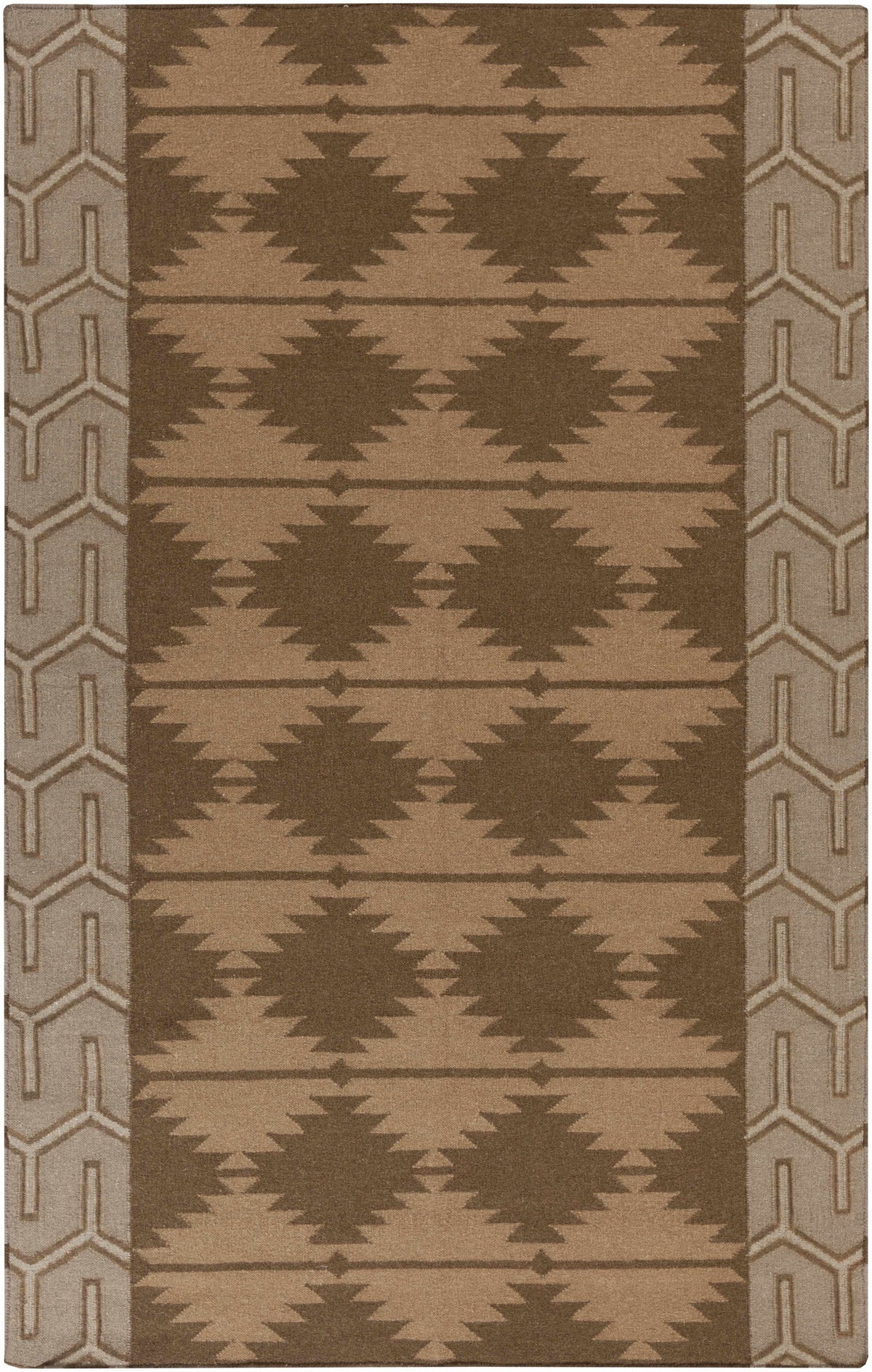 Tan Hand Woven 100% Wool Modern Rectangle Handmade rug, Indoor use only, no fringe, non-washable.