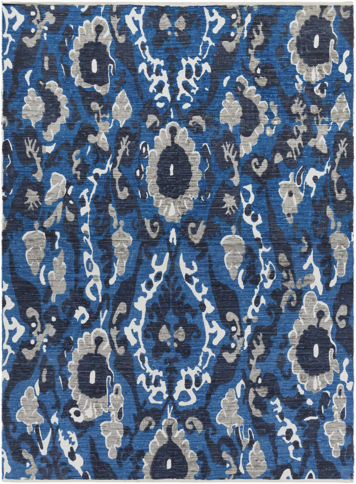 Blue Hand Woven 100% Cotton Modern Rectangle Handmade rug, Indoor use only, no fringe, non-washable.