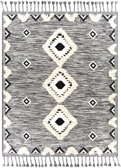 Black Hand Woven 100% Wool Global Rectangle Handmade rug, Indoor use only, has fringe, non-washable. runner also available