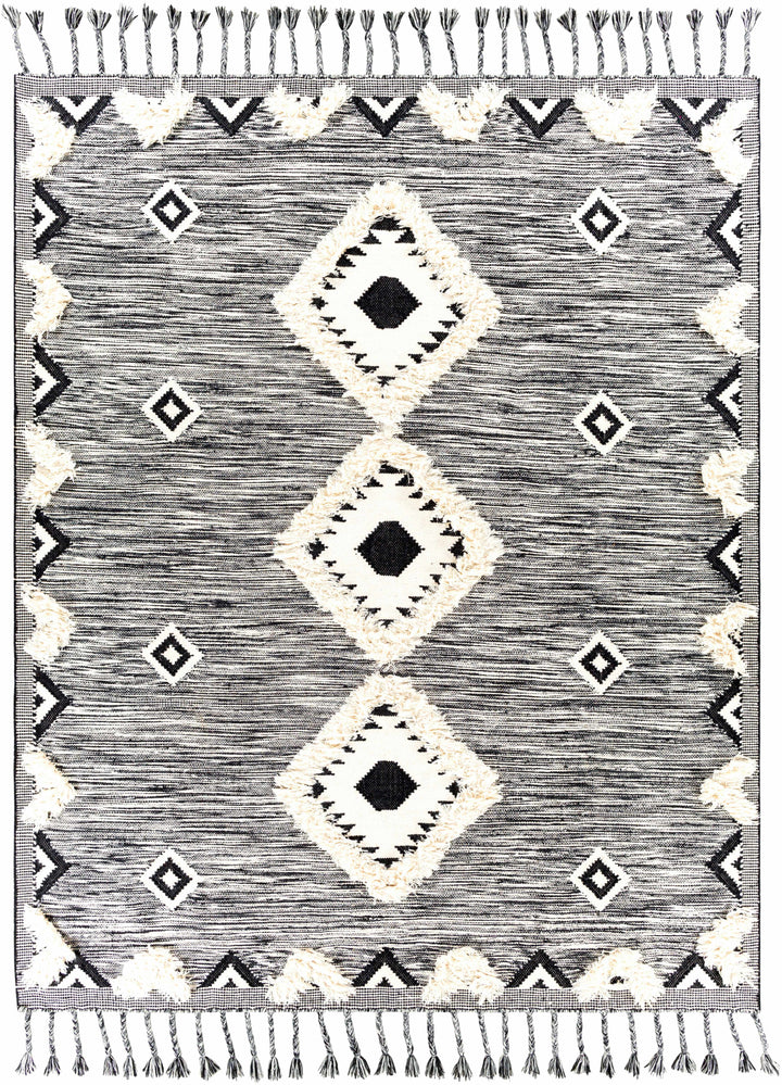 Black Hand Woven 100% Wool Global Rectangle Handmade rug, Indoor use only, has fringe, non-washable. runner also available