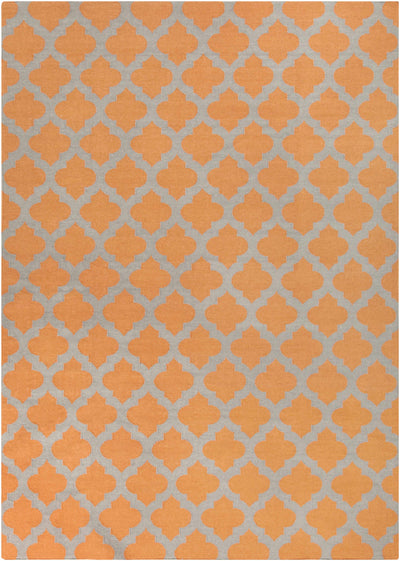 Orange Hand Woven 100% Wool Modern Rectangle Handmade rug, Indoor use only, no fringe, non-washable. runner also available