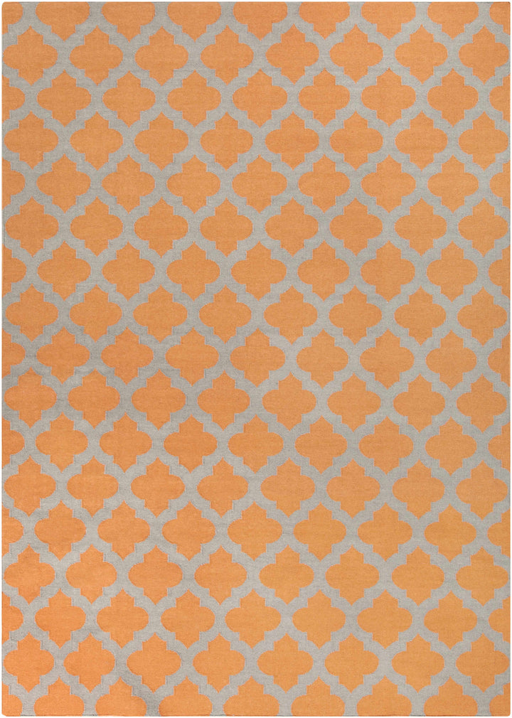 Orange Hand Woven 100% Wool Modern Rectangle Handmade rug, Indoor use only, no fringe, non-washable. runner also available