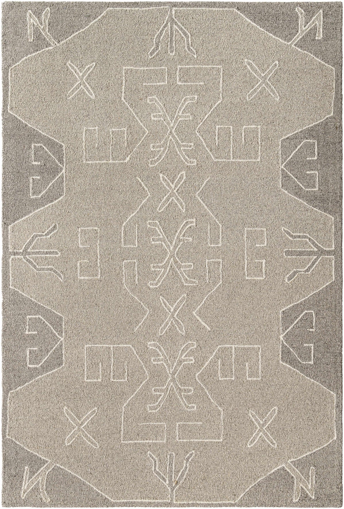Medium Gray Hand Tufted 100% Wool Global Rectangle Handmade rug, Indoor use only, no fringe, non-washable.