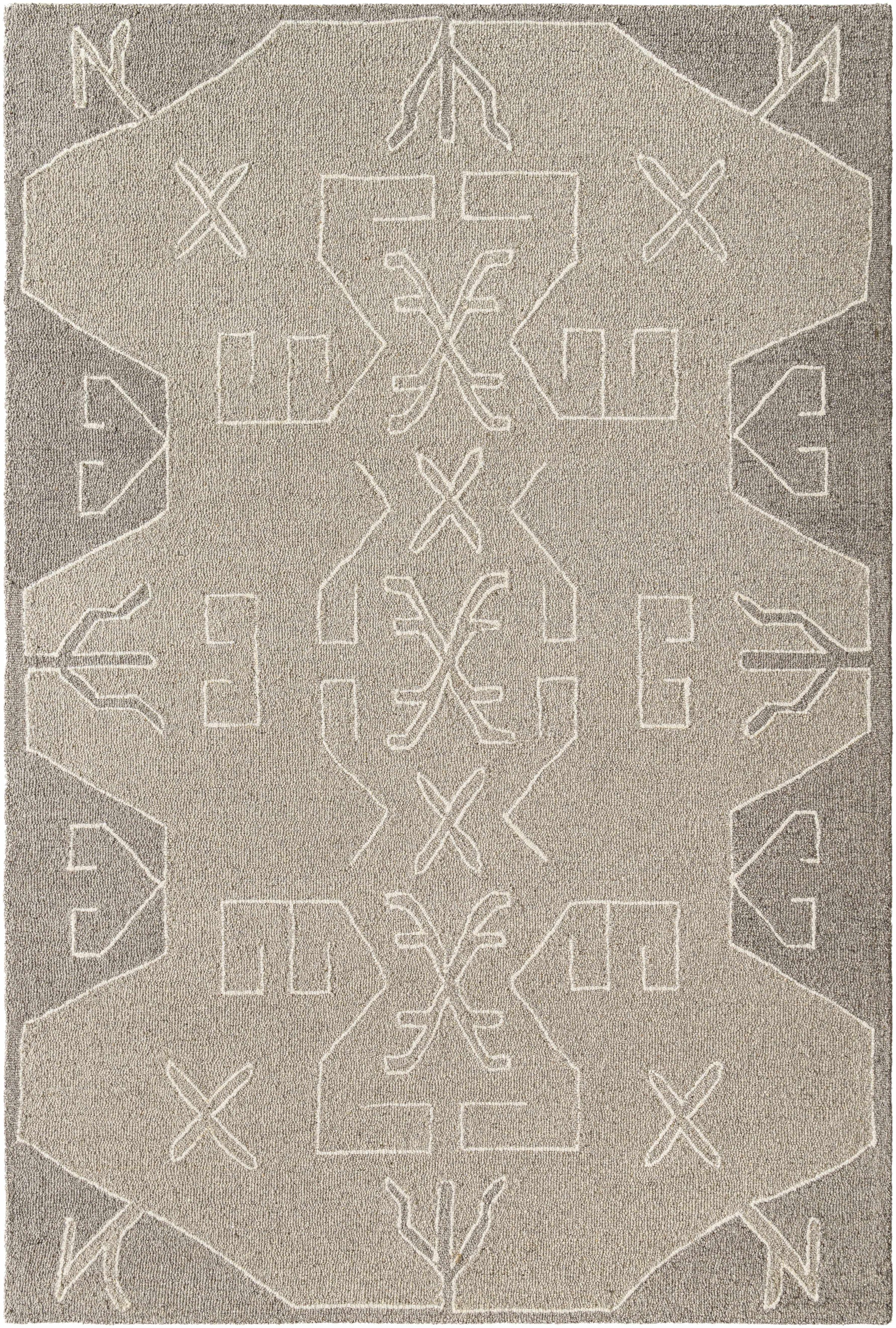 Medium Gray Hand Tufted 100% Wool Global Rectangle Handmade rug, Indoor use only, no fringe, non-washable.