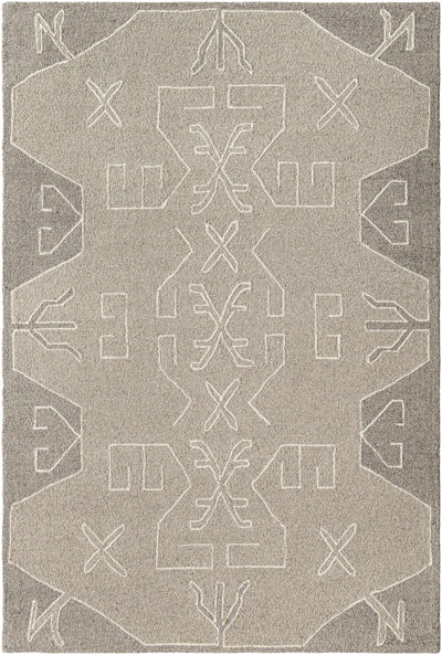Medium Gray Hand Tufted 100% Wool Global Rectangle Handmade rug, Indoor use only, no fringe, non-washable.
