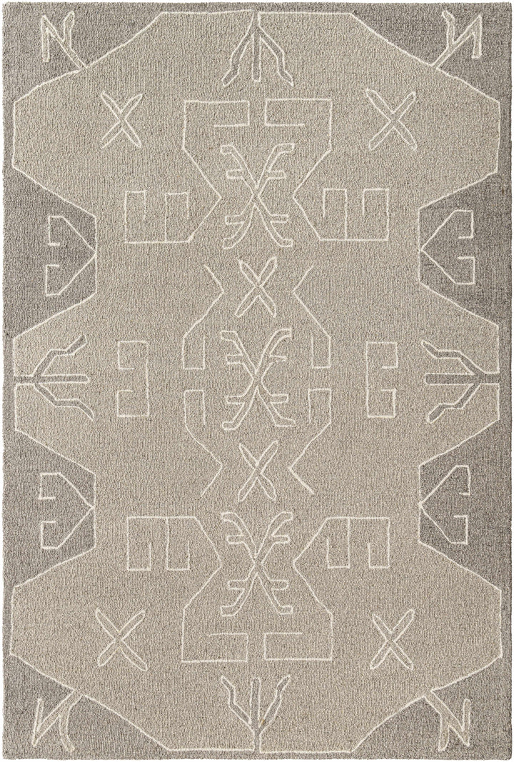 Medium Gray Hand Tufted 100% Wool Global Rectangle Handmade rug, Indoor use only, no fringe, non-washable.