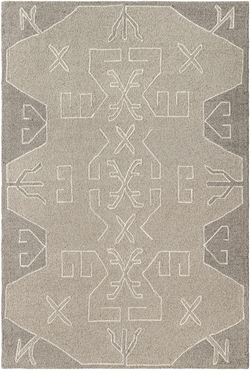 Medium Gray Hand Tufted 100% Wool Global Rectangle Handmade rug, Indoor use only, no fringe, non-washable.