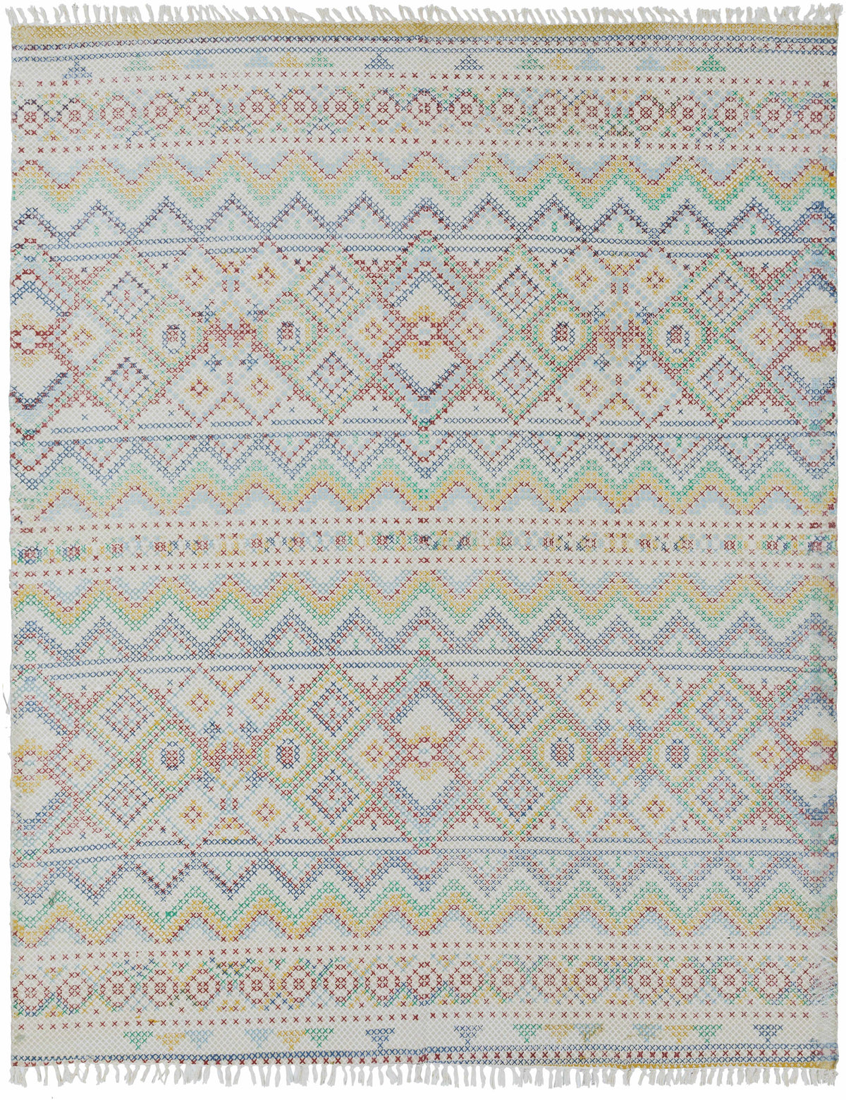 Blue Hand Woven 100% Cotton Cottage Rectangle Handmade rug, Indoor use only, no fringe, non-washable. runner also available